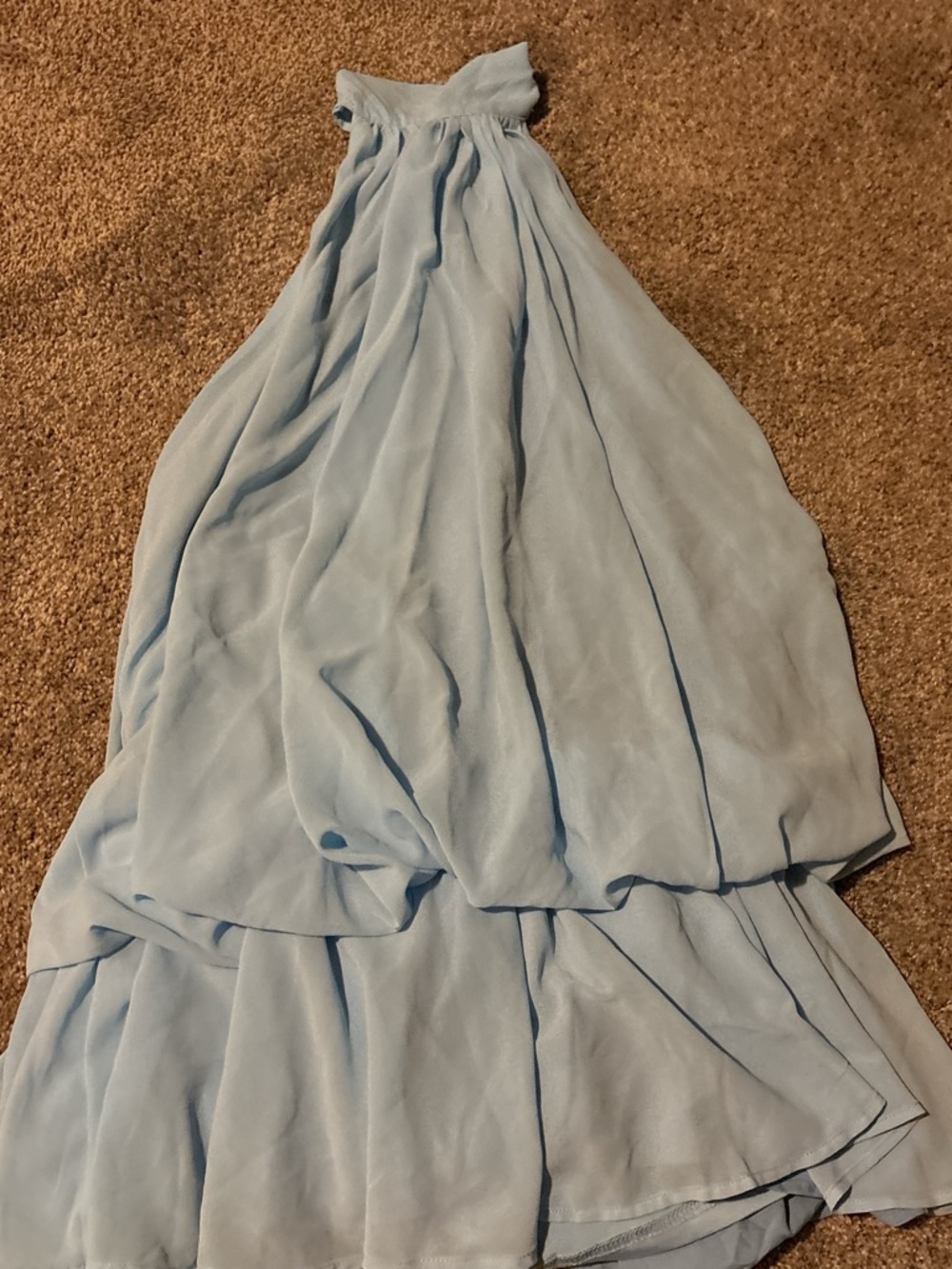 Light Blue Halter Flowing Chiffon Dress